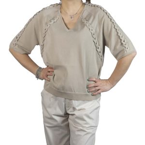 MAGLIA SCOLLO V RAGLAN  TRECCE-KANGRA®