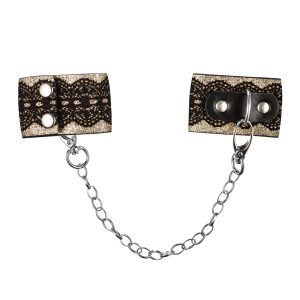 Obsessive Lingerie: A746 sexy polsini dorati con pizzo nero