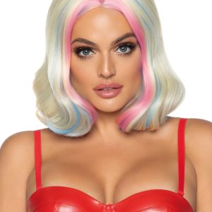 Leg Avenue Lingerie: parrucca bionda con ciocche rosa e blu