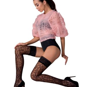 Passion Lingerie: calze autoreggenti lurex con balza in pizzo