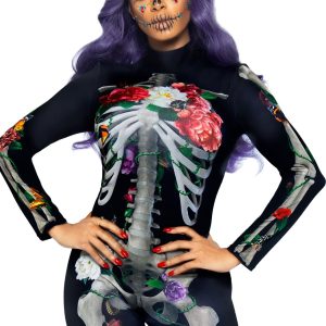 Leg Avenue Halloween: Catsuit floreale da scheletro
