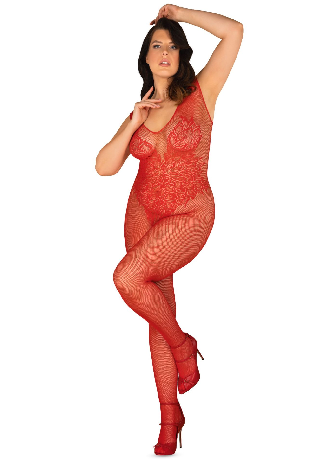 Obsessive Lingerie: N112 sexy bodystocking rossa aperta misura Curvy XXL