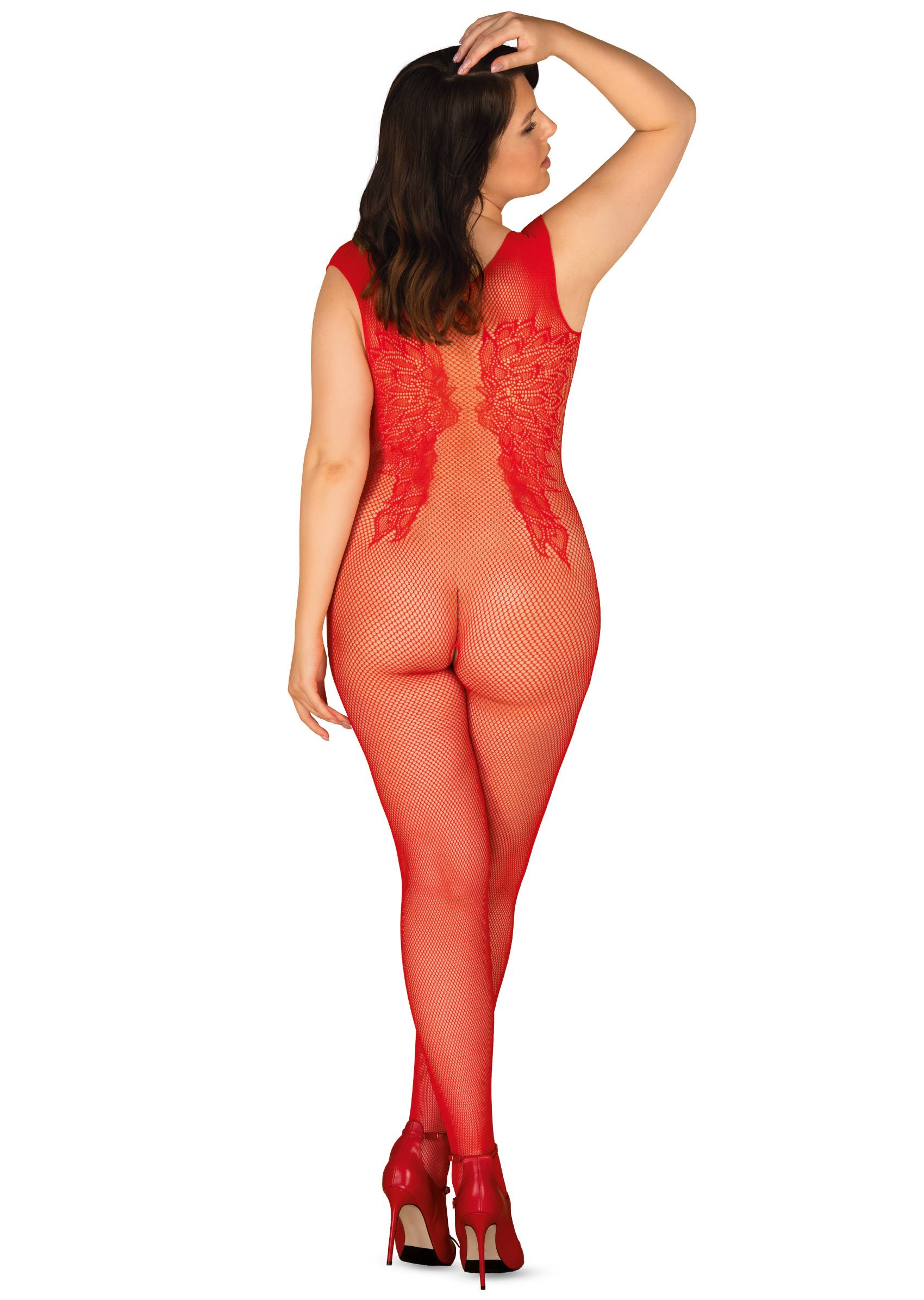 Obsessive Lingerie: N112 sexy bodystocking rossa aperta misura Curvy XXL - immagine 3