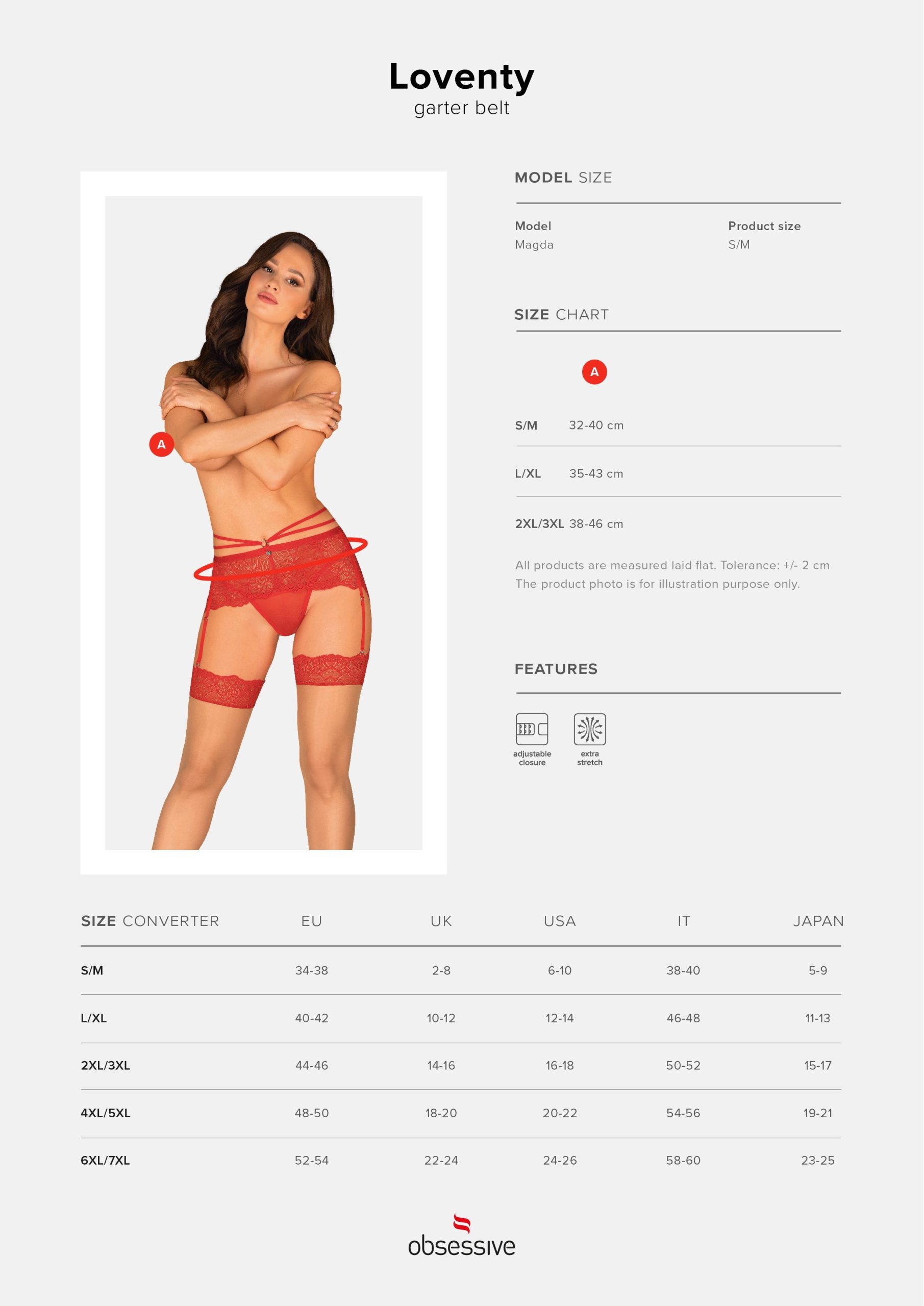 Obsessive Lingerie: Loventy sexy reggicalze in pizzo rosso misura Curvy XXL - immagine 8