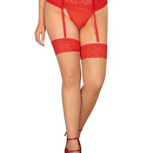 Obsessive Lingerie: Blossmina sexy calze curvy nude con balza rossa