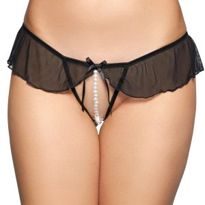 Sexy perizoma con volant aperto all’inguine in tre colori