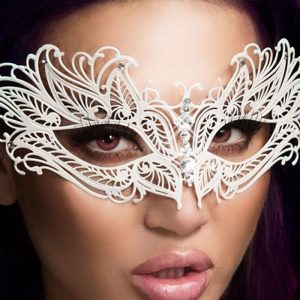 Chilirose Lingerie: sexy maschera bianca in metallo filigranato con strass