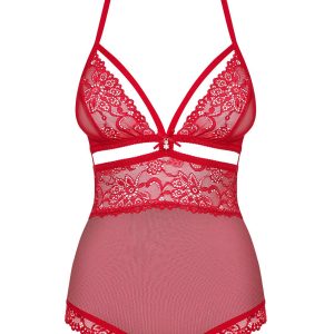 Obsessive Lingerie: 838 body a perizoma aperto all’inguine rosso
