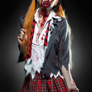 Zombie Schoolgirl costume per Halloween con accessori