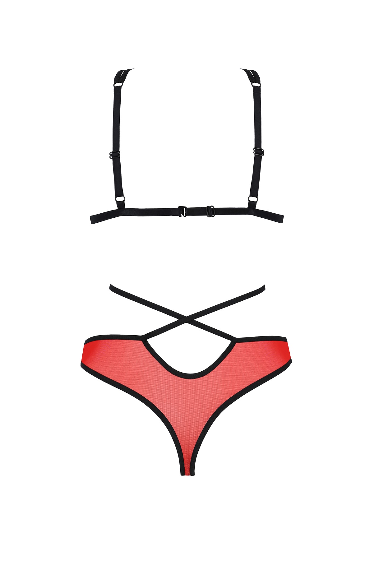 Passion Lingerie: Peonia sexy completino in tulle rosso e pizzo nero - immagine 6