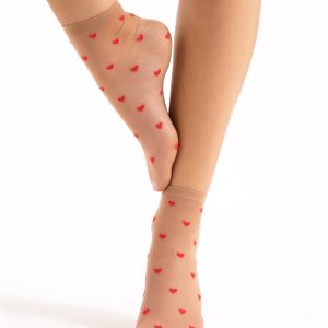 Fiore: Calzini nude con cuoricini rossi Crush