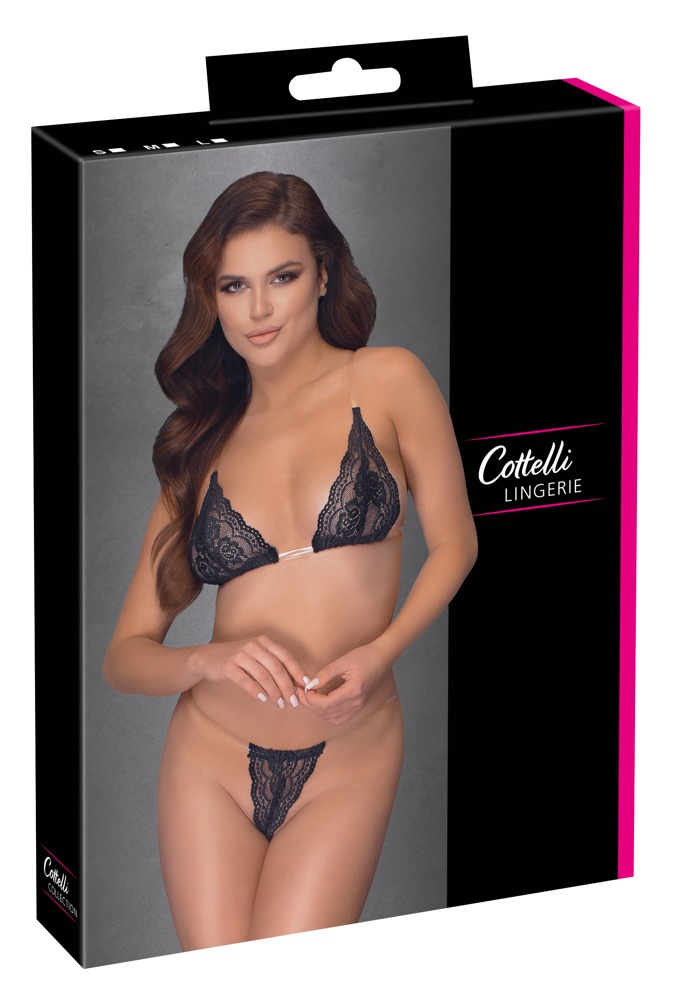 Cottelli Lingerie: seducente set in pizzo e stringhe regolabili trasparenti - immagine 7