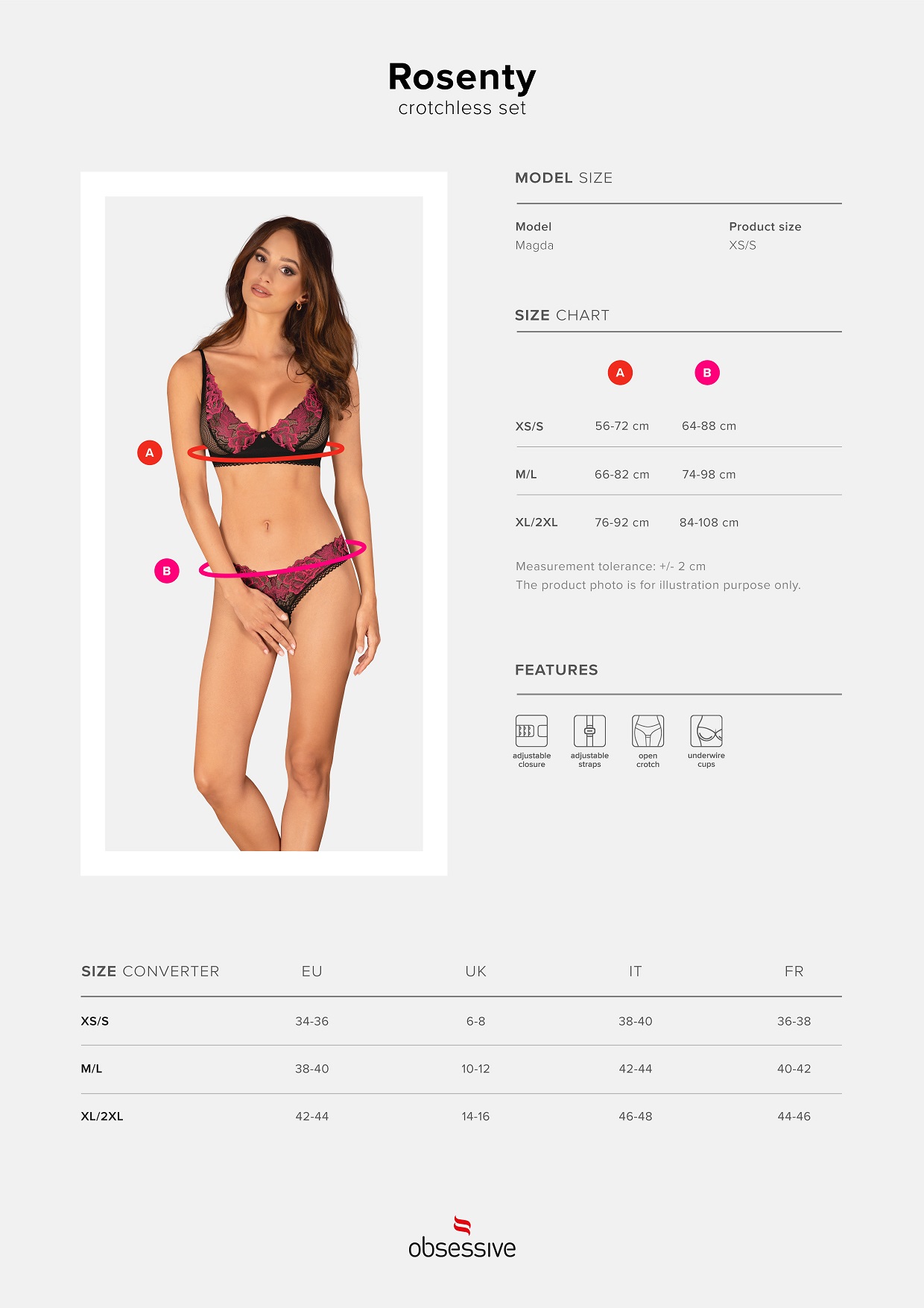 Obsessive Lingerie: Rosenty sexy completino due pezzi aperto all’inguine - immagine 6