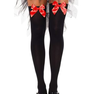 Leg Avenue Lingerie: graziose calze elasticizzate con fiocco in varie combinazioni di colore