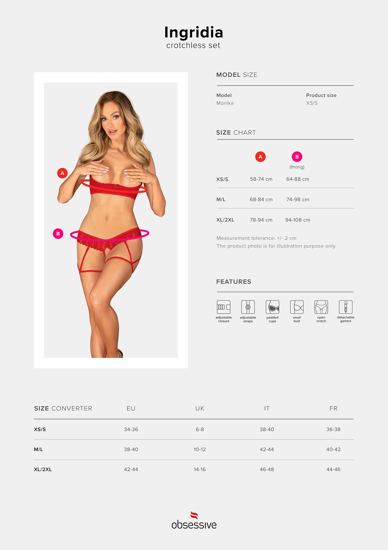 Obsessive Lingerie: Ingridia sexy completino rosso due pezzi aperto - immagine 6