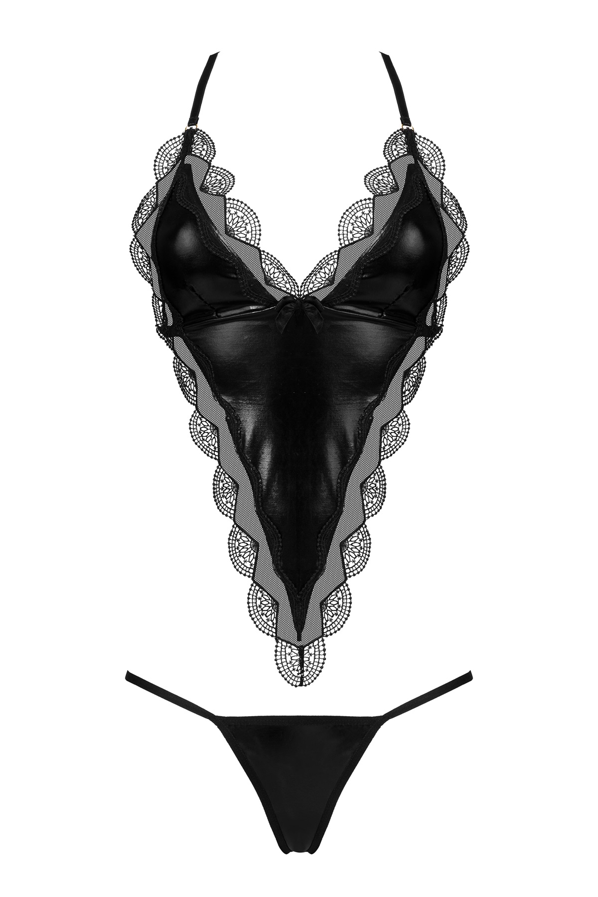Beauty Night: Angie sexy top e perizoma in tulle e tessuto wetlook - immagine 8