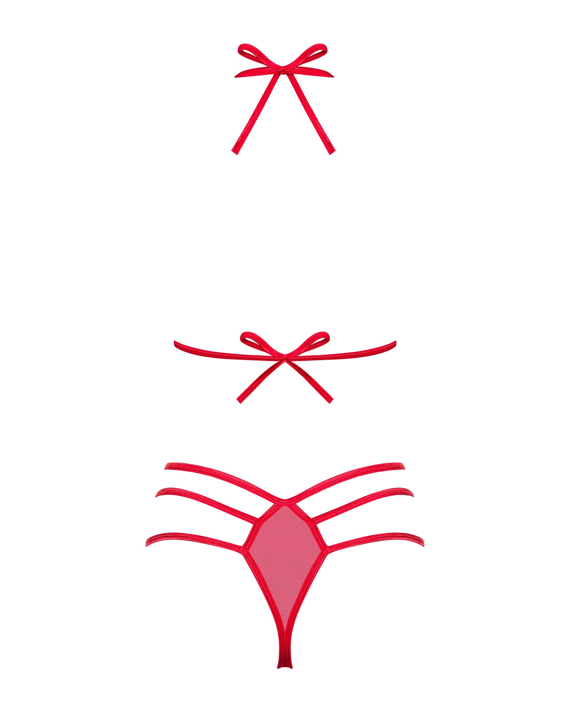 Completo rosso con nastri e reggiseno aperto – Obsessive Giftella - immagine 6