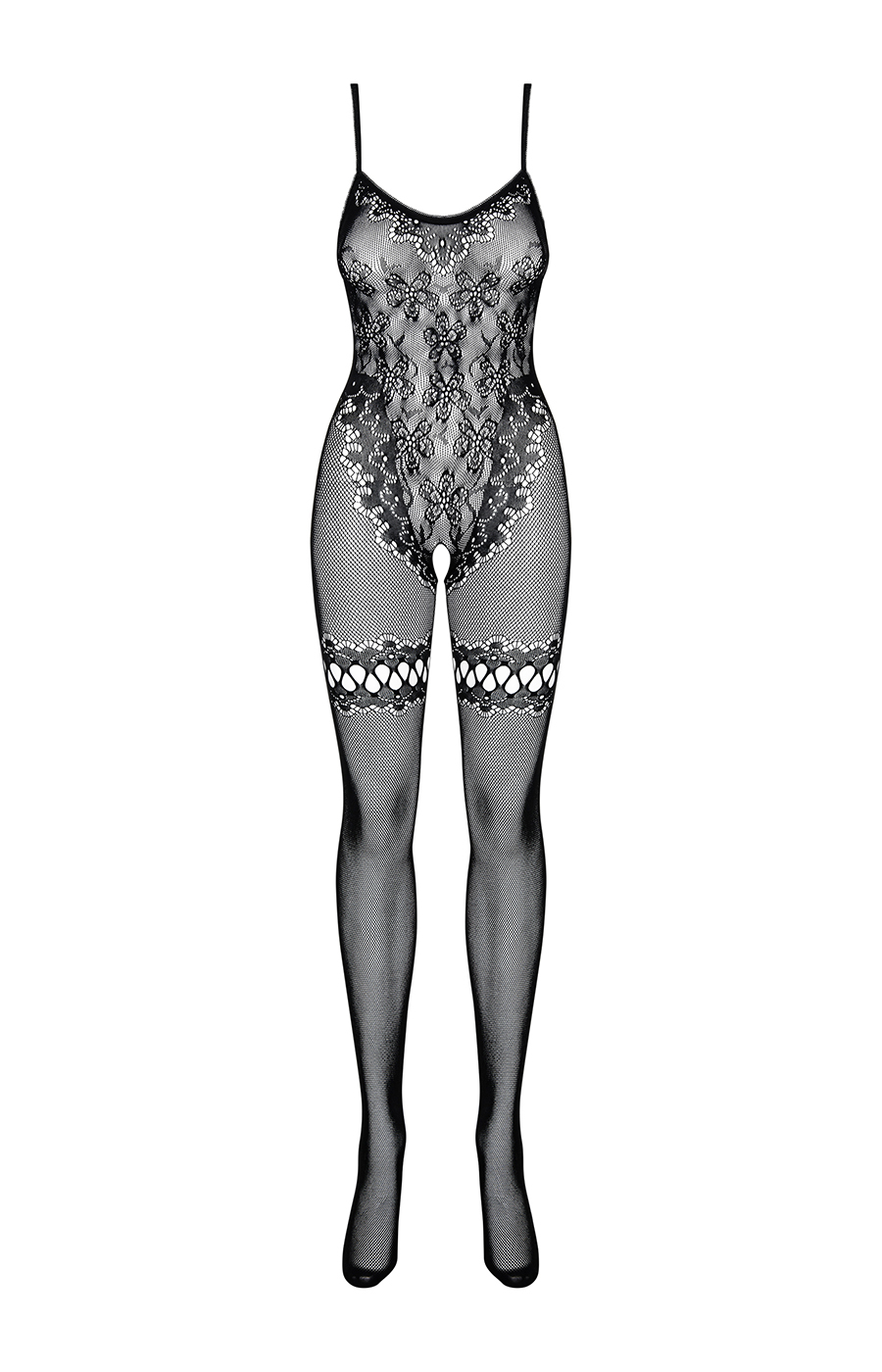 Bodystocking nero F213 Obsessive – effetto calze e ricami - immagine 5
