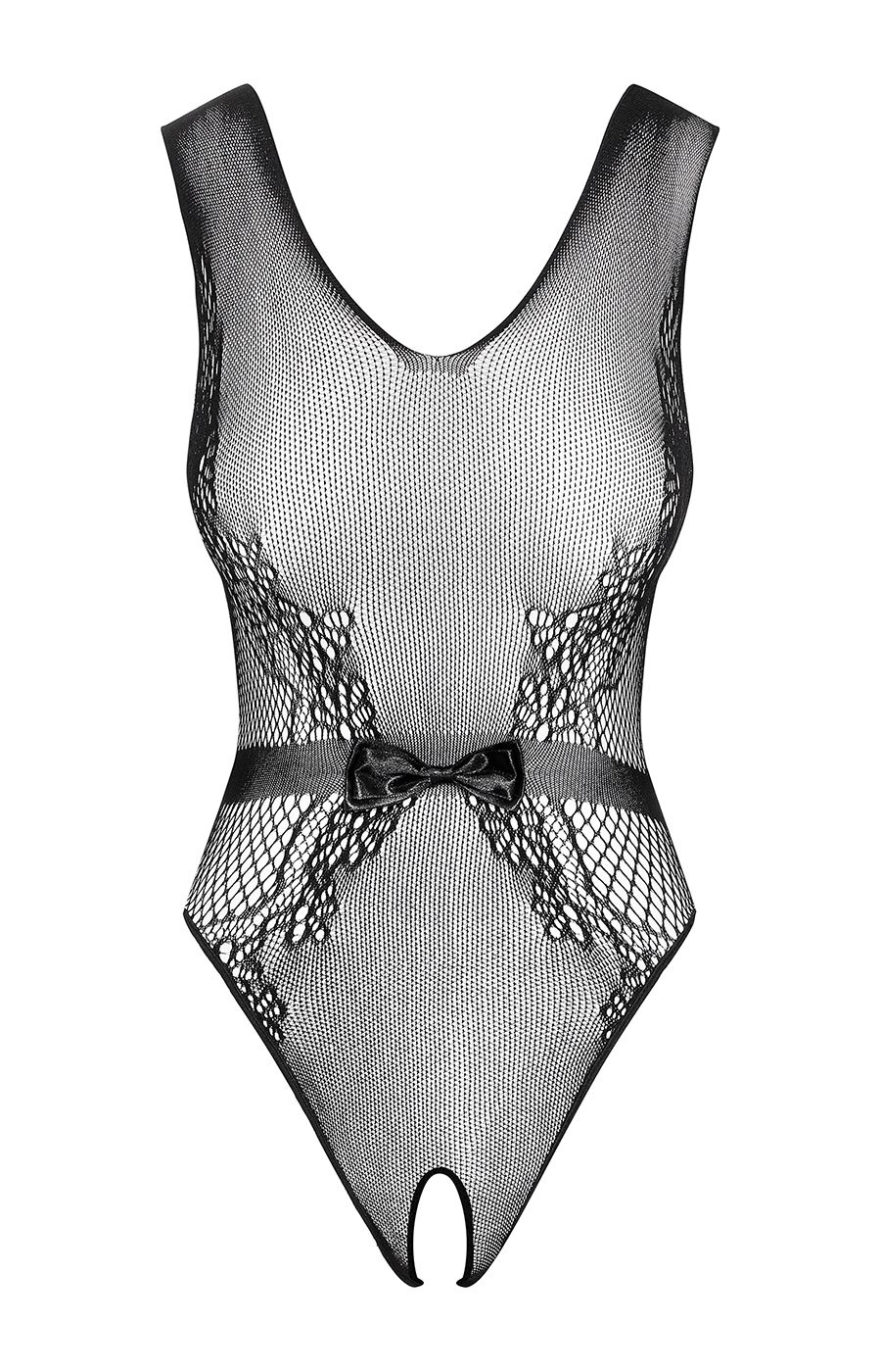 Body nero B115 Obsessive – fiocco in vita e cavallo aperto - immagine 3