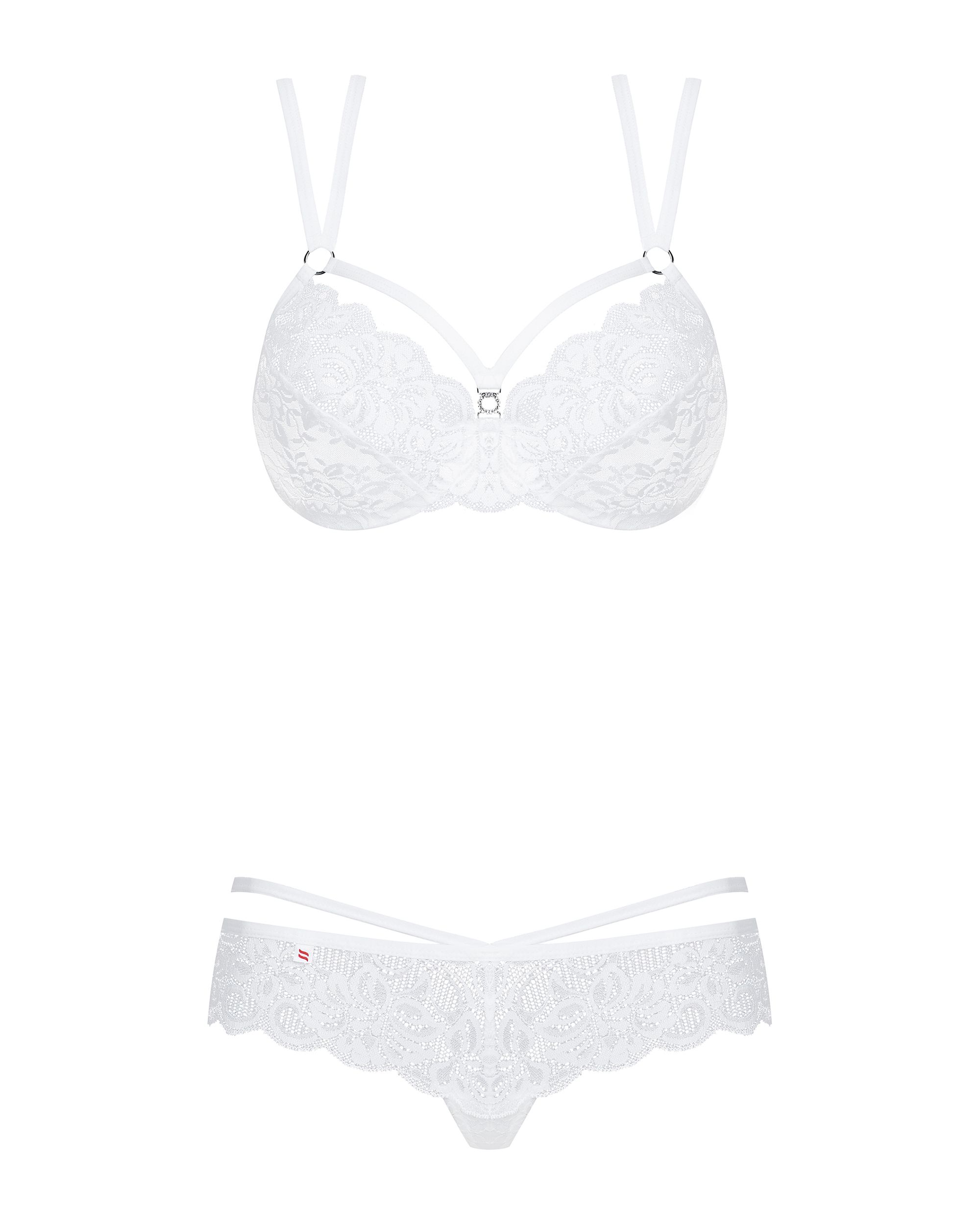 Obsessive Lingerie: Set intimo bianco reggiseno con ferretto e brasiliana 860 - immagine 5