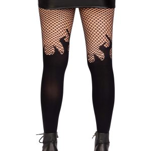 Leg Avenue: sexy collant con fiamme e parte superiore a rete