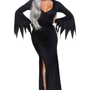 Leg Avenue: Abito gotico lungo con spacco laterale Morticia