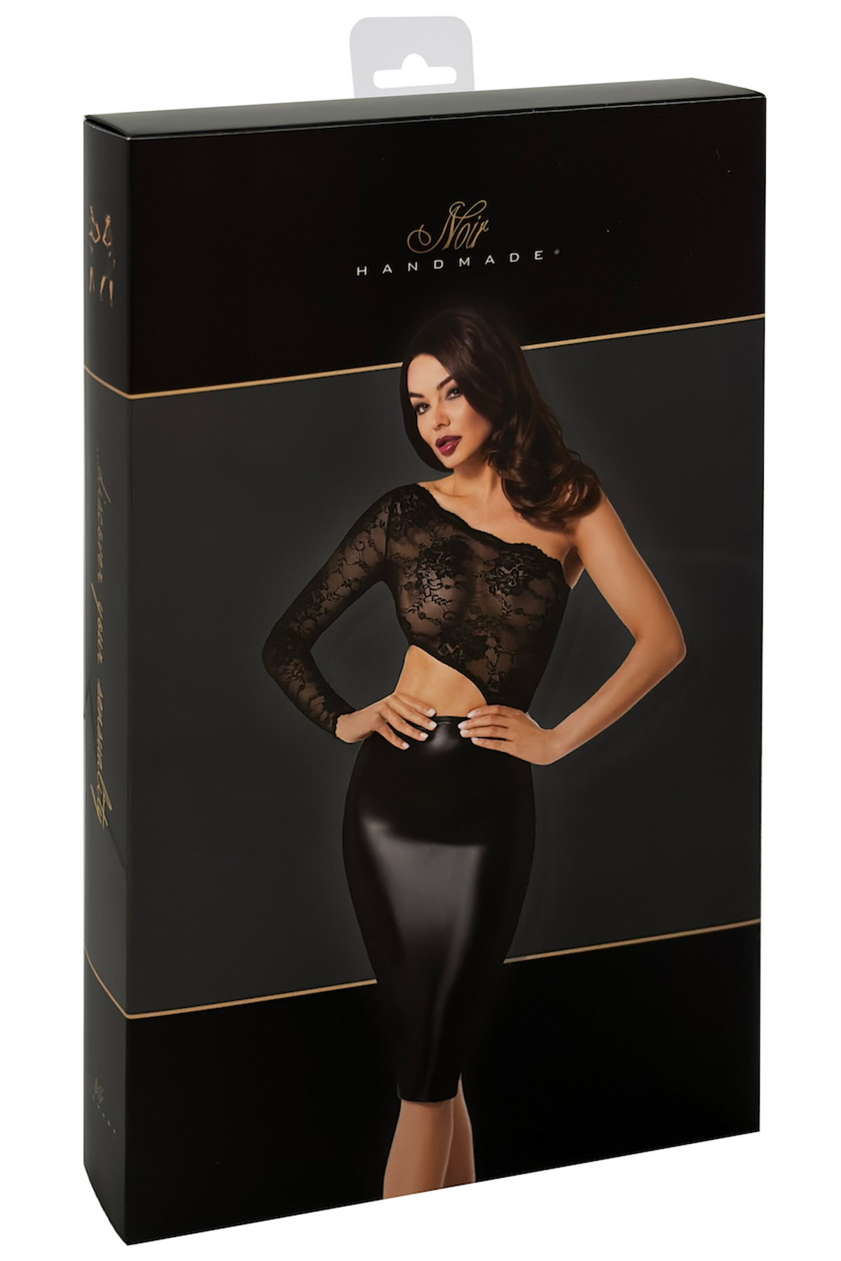 Abito in tessuto wetlook e pizzo Erotica Noir Handmade - immagine 8