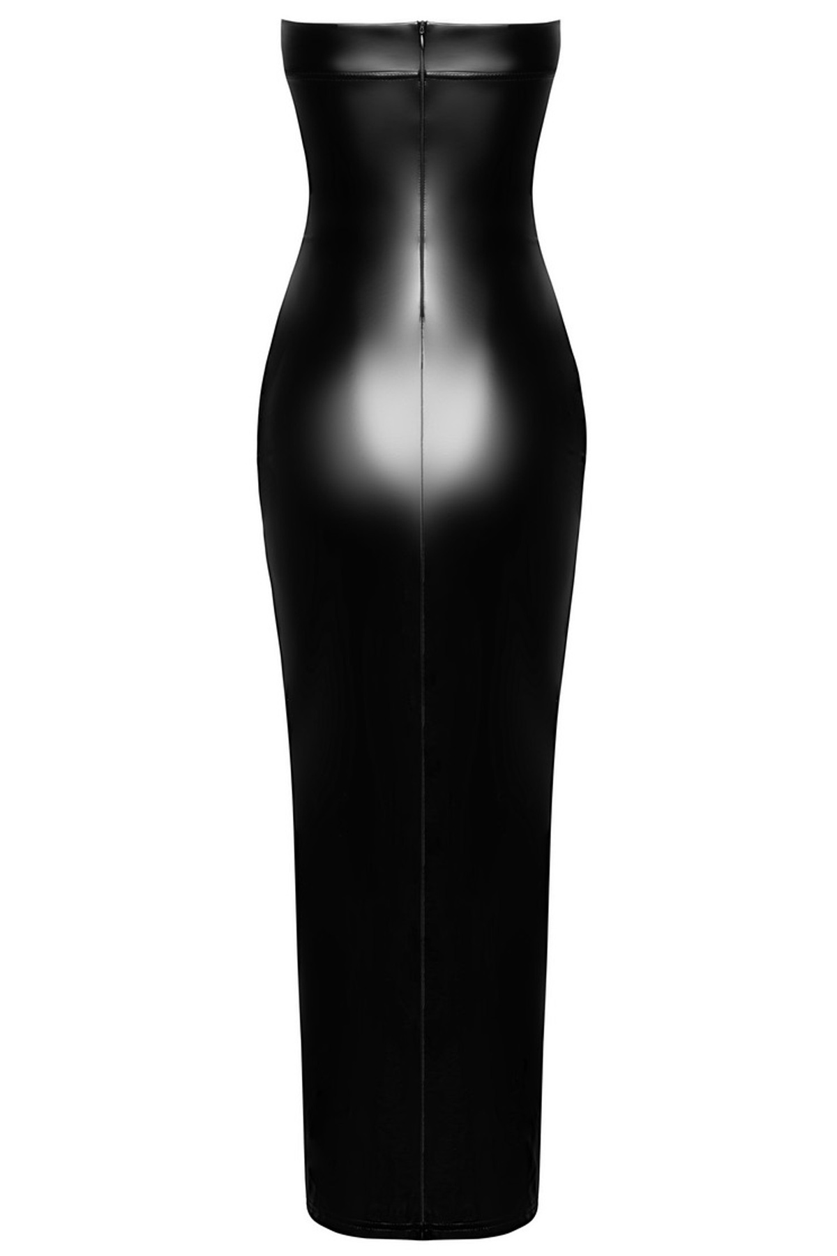 Abito lungo wetlook Aphrodisia con spacco Noir Handmade - immagine 8