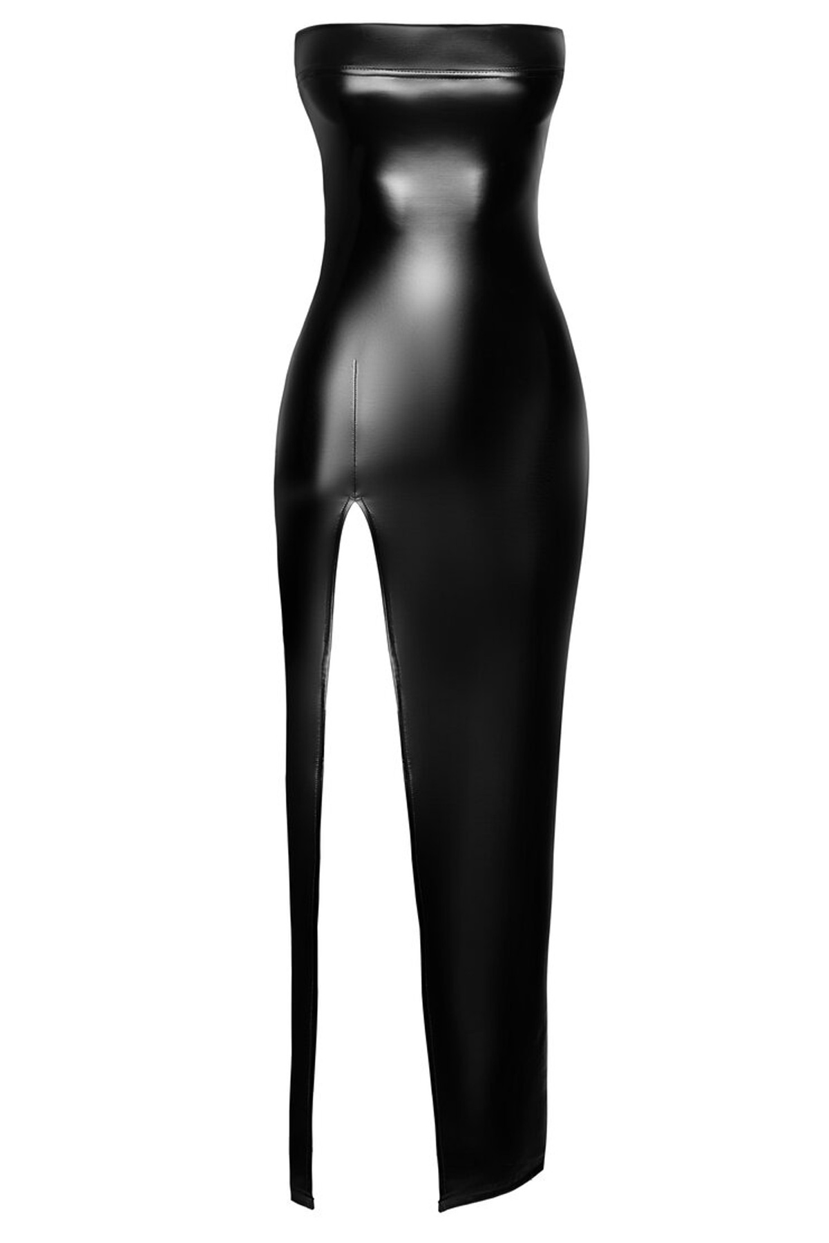 Abito lungo wetlook Aphrodisia con spacco Noir Handmade - immagine 7