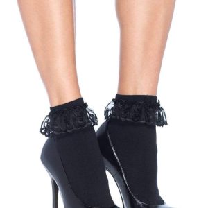 LegAvenue: calzini in tessuto opaco con volant in due colori