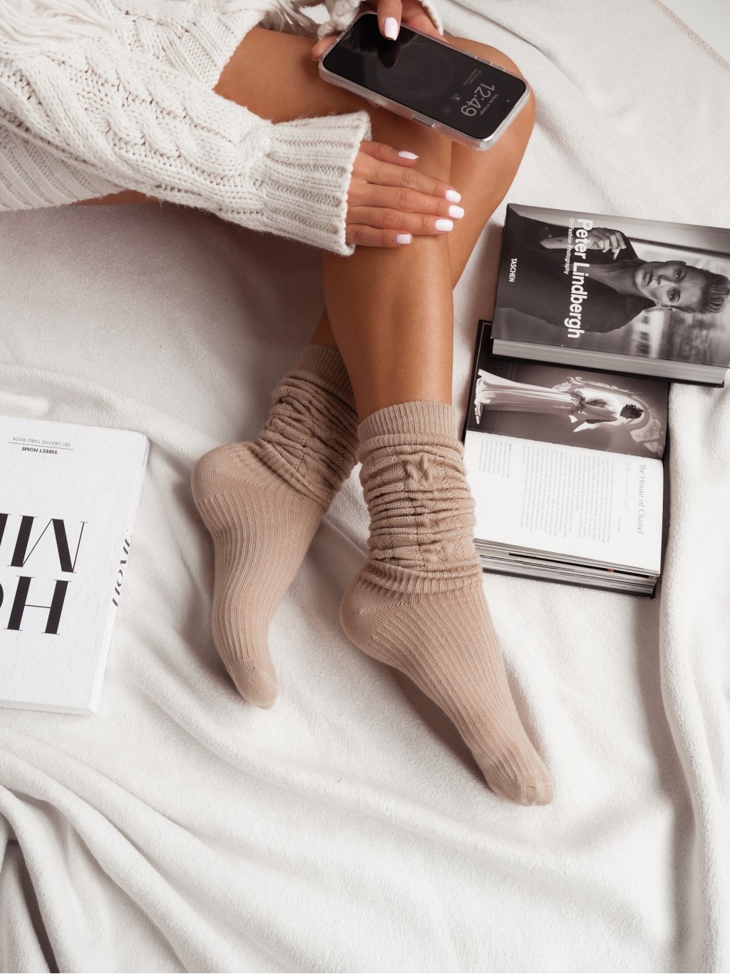 Milena: Calze lunghe a treccia traforate 4 colori - immagine 3