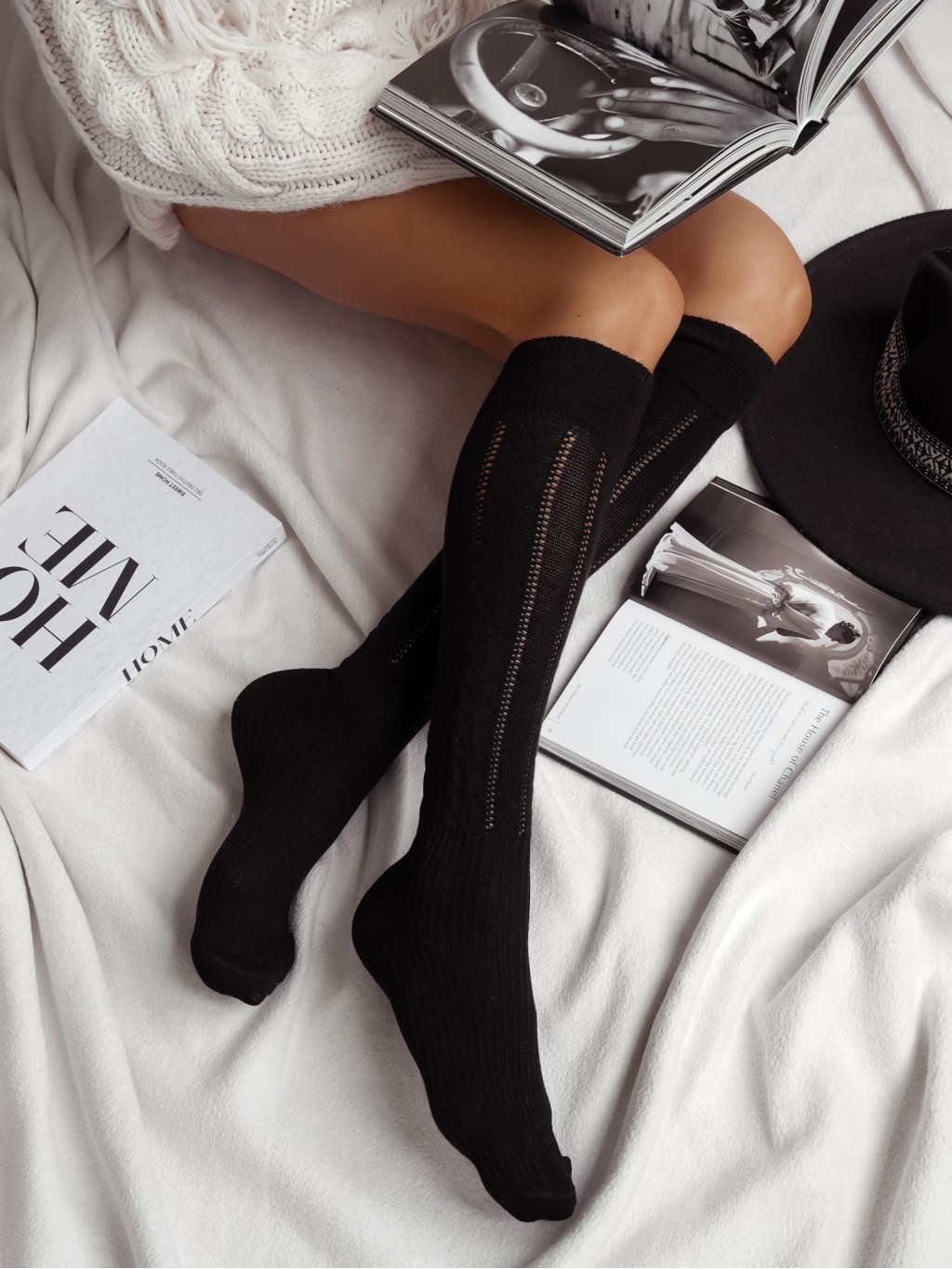 Milena: Calze lunghe a treccia traforate 4 colori - immagine 5