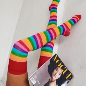 Milena: Calze Parigine in cotone con motivo arcobaleno