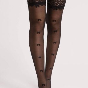 Fiore: Calze autoreggenti 15 den con fiocchetti Coquette