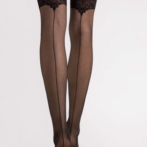 Fiore: Calze da reggicalze con riga design Vintage 20 Den