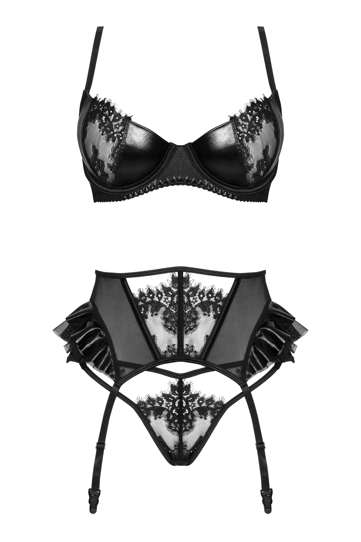 Beauty Night: Set con reggicalze in pizzo e wetlook Rafaella - immagine 8