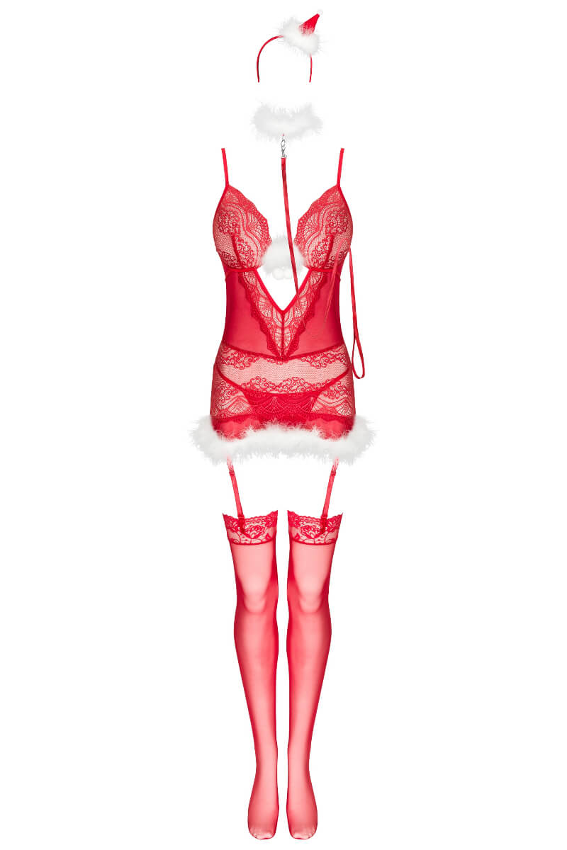 Completo Natalizio in 5 pezzi, con Calze e Cerchietto Niphrea - immagine 4