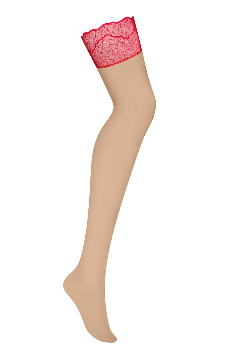 Obsessive: Cupide Desir calze per reggicalze nude con balza rossa - immagine 3