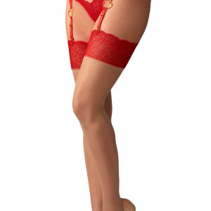 Obsessive: Cupide Desir calze per reggicalze nude con balza rossa