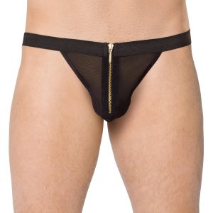 Perizoma da Uomo trasparente in microrete con zip