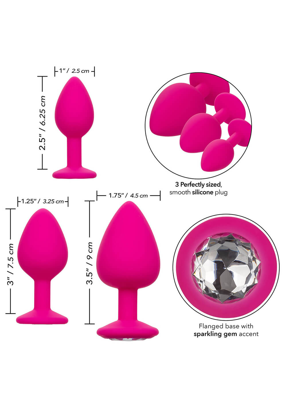 Gems 3 Pezzi – Set di Plug Graduati in Silicone con Gemma Decorativa - immagine 5