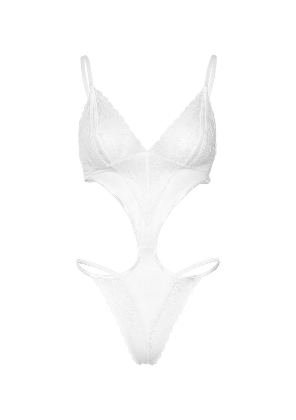 Body bianco con tagli e pizzo floreale – Daring Intimates - immagine 8
