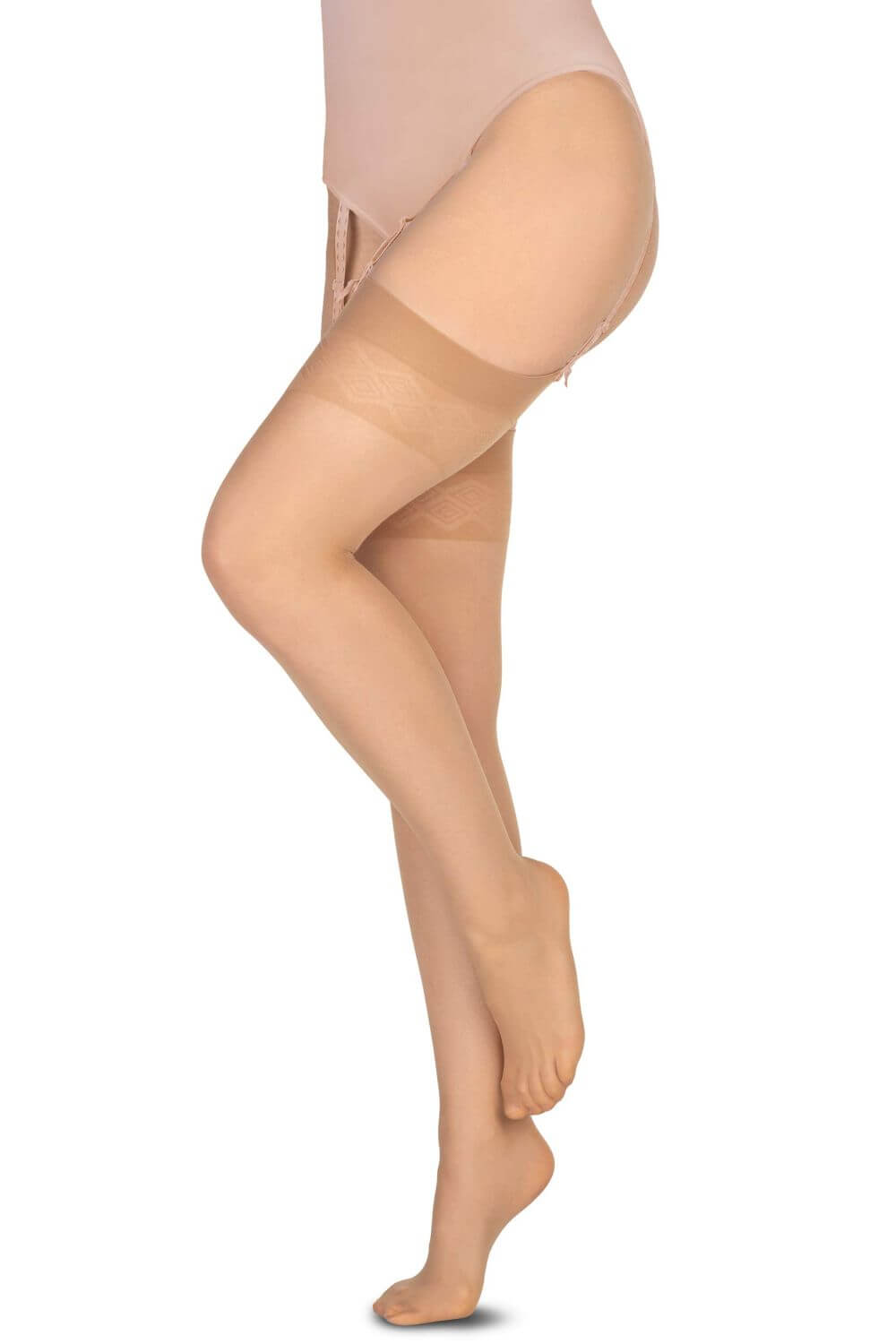 Annes: Calze da reggicalze in tre colori 15 den balza geometrica - immagine 3