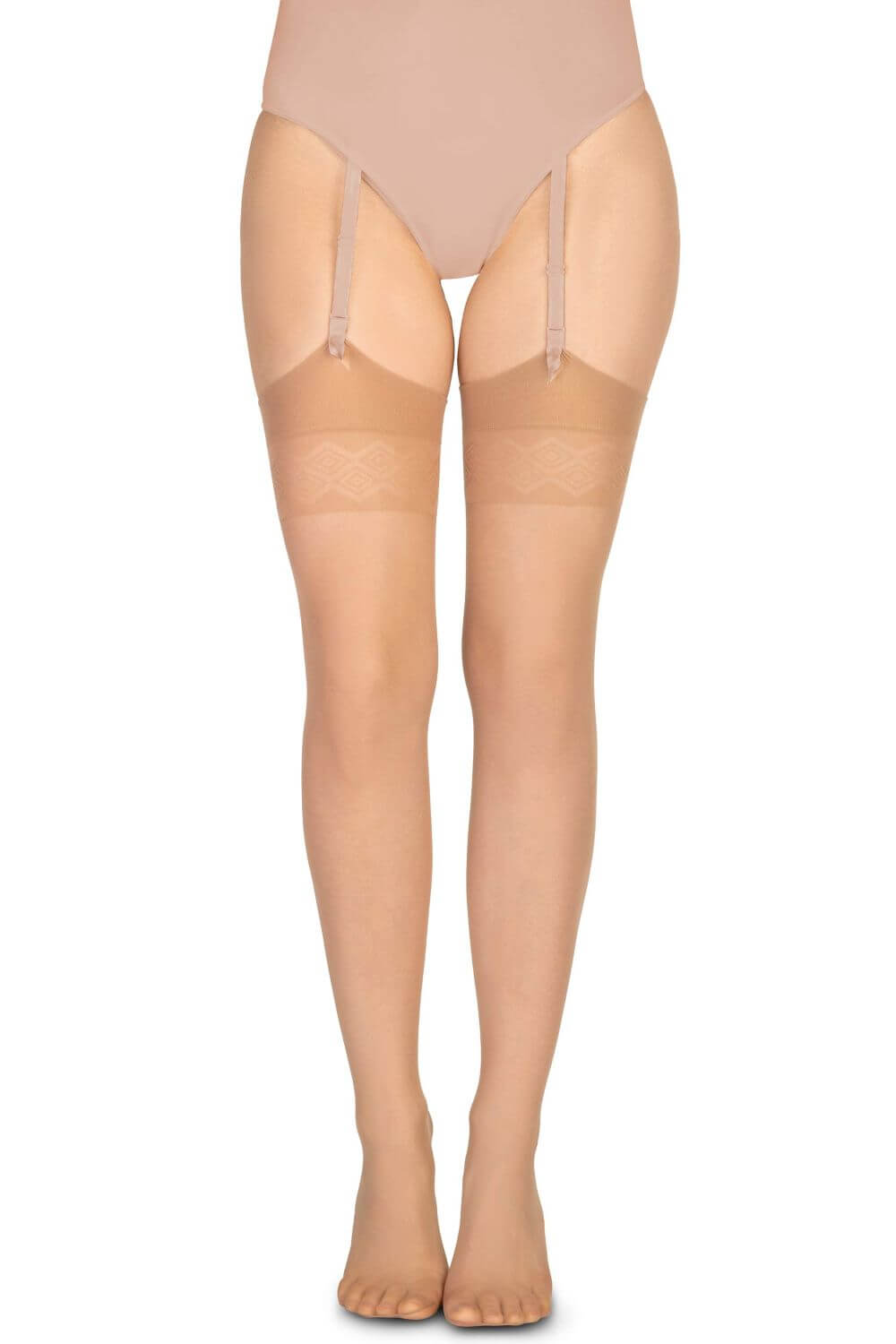 Annes: Calze da reggicalze in tre colori 15 den balza geometrica - immagine 8