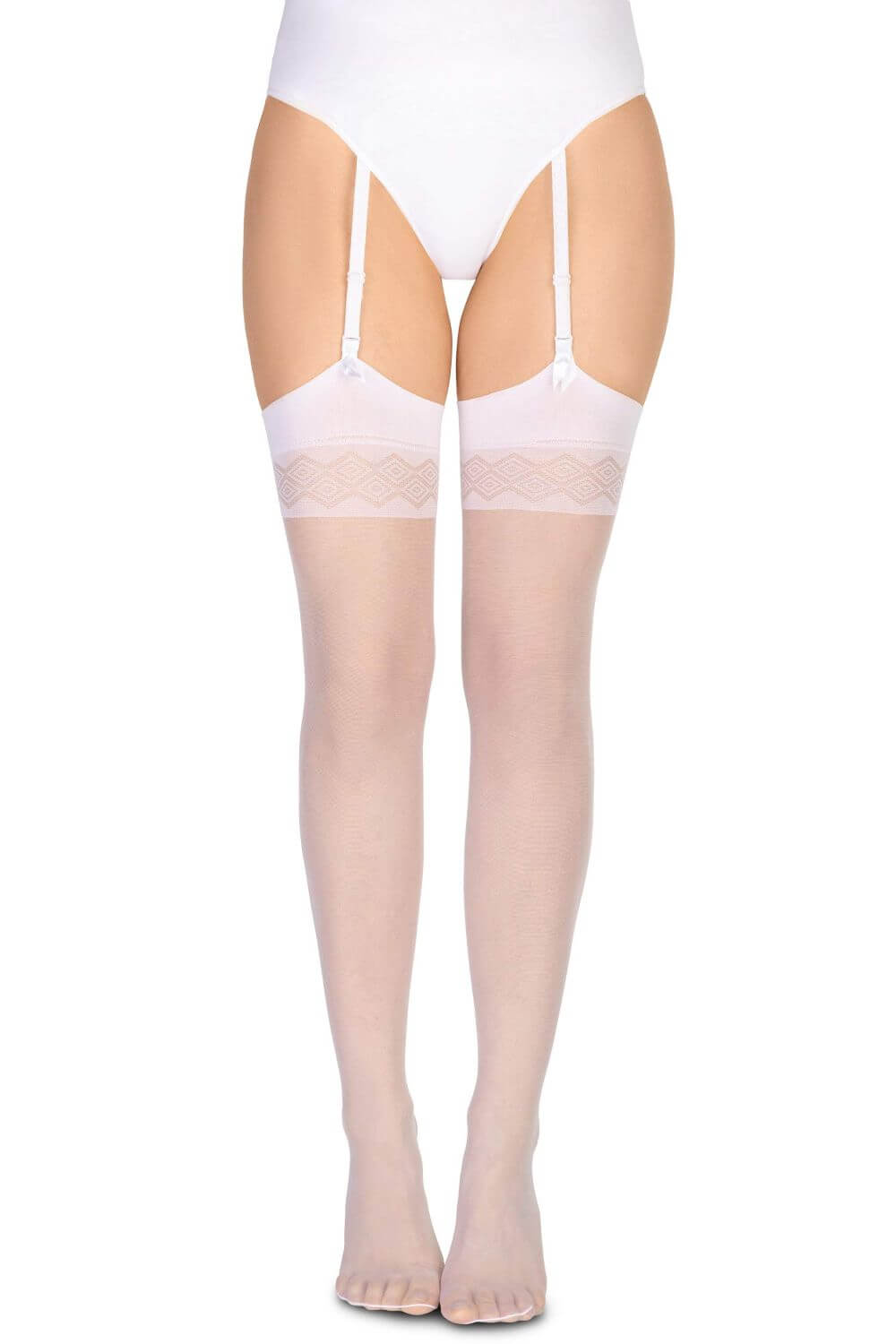 Annes: Calze da reggicalze in tre colori 15 den balza geometrica - immagine 5