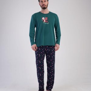 Pigiama uomo natalizio in cotone verde By Vienetta