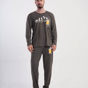 Pigiama uomo grigio stampa birra – 100% cotone
