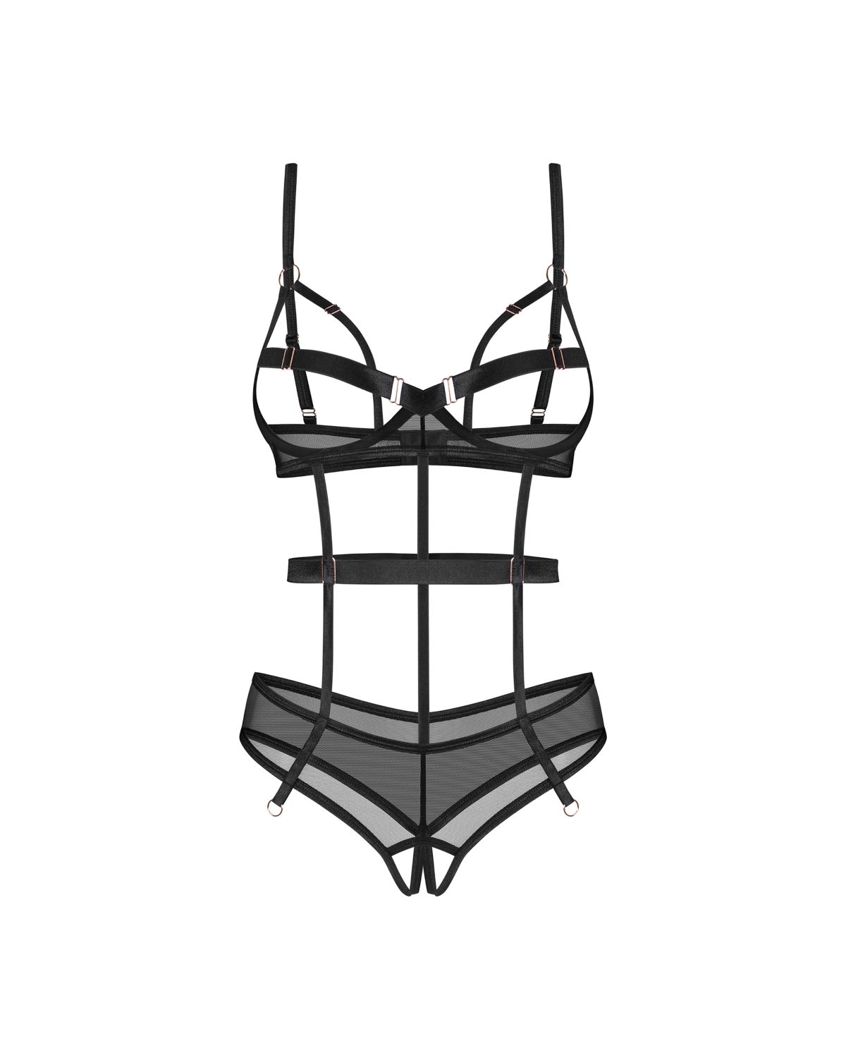 Body aperto nero con dettagli oro rosa – Obsessive Euridia - immagine 3
