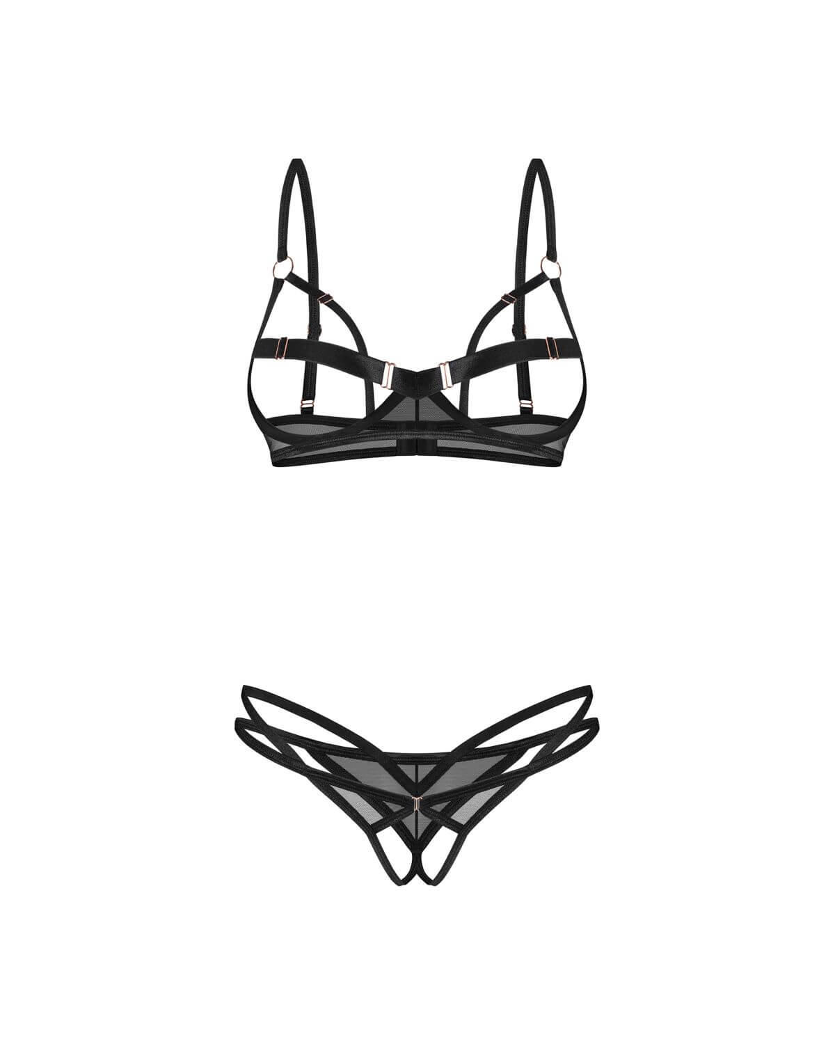 Set intimo aperto nero con ferretto – Obsessive Euridia - immagine 3