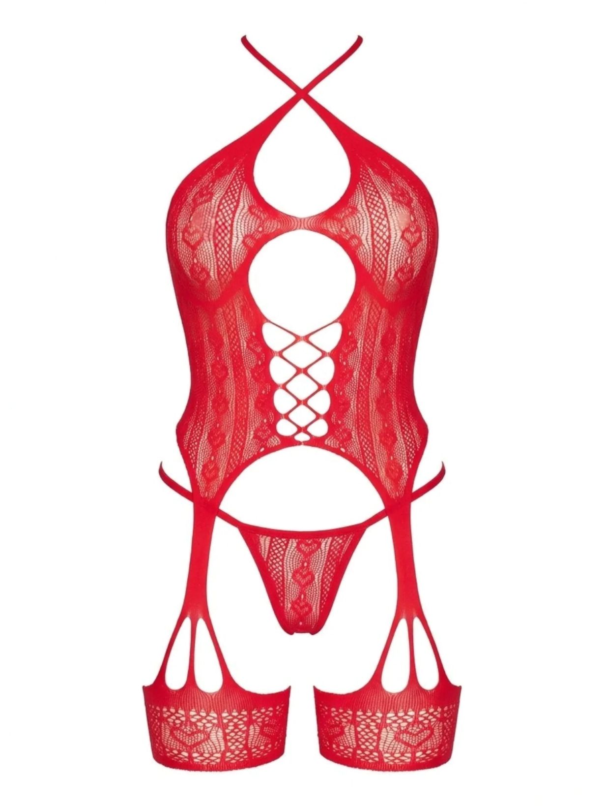 Set a rete rosso con harness e perizoma a Y – Leg Avenue - immagine 8